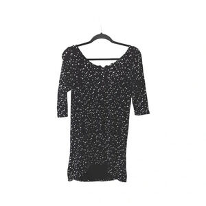 Zara Basic Evening Black & White Star Print Zip Back Tunic Top Medium Women’s